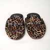 CHRISTIAN LOUBOUTIN Black Brown Leapord Print Open Back Loafer