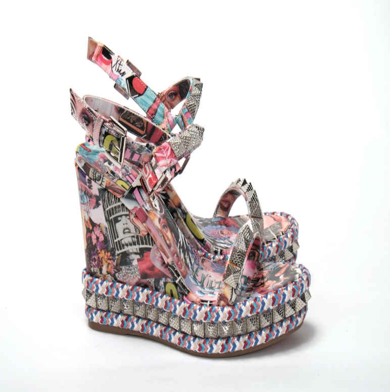 CHRISTIAN LOUBOUTIN Multicolor Pyraclou 110 Patent High Heel Wedge