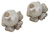 DOLCE & GABBANA Gold Tone Maxi Faux Pearl Floral Clip-on Jewelry Earrings
