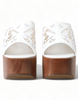 DOLCE & GABBANA White Leather Embroidered Wedge Sandal Shoes