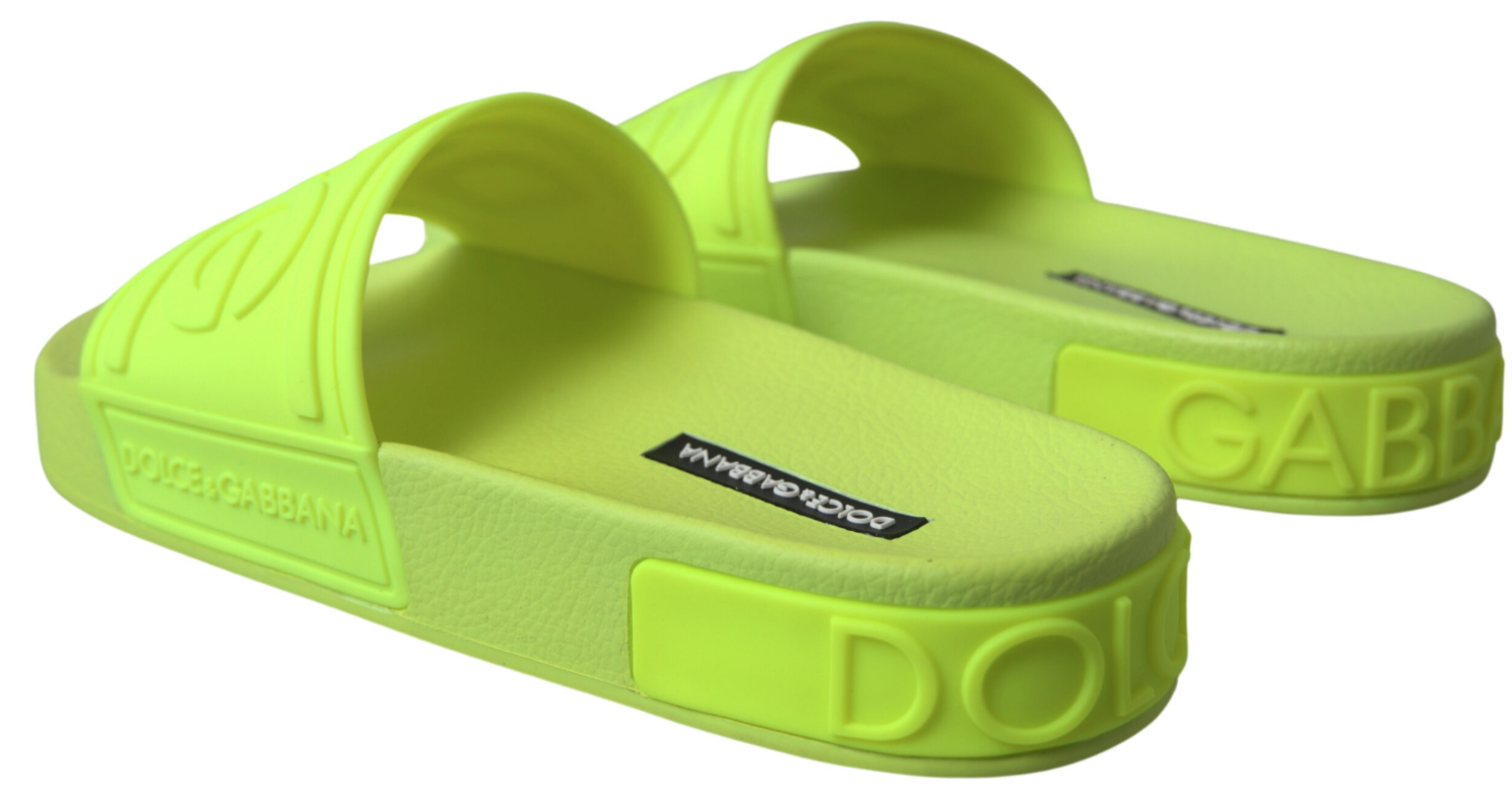DOLCE & GABBANA Yellow Green Sandals Slides Shoes