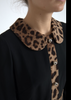DOLCE & GABBANA Black Leopard Collared Sheath Midi Dress