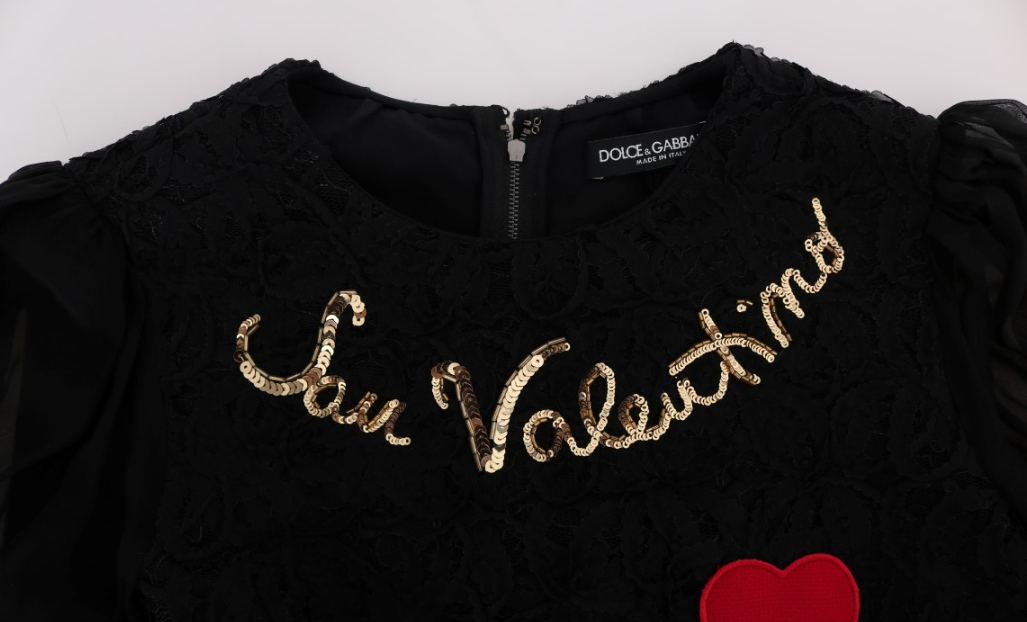 DOLCE & GABBANA Black San Valentino Sequined Shift Dress