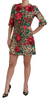 DOLCE & GABBANA Brown Leopard Red Roses Cotton A-line Dress