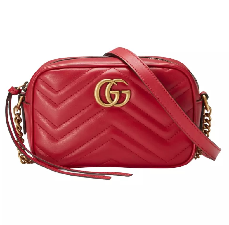 GUCCI Red Leather Crossbody Bag