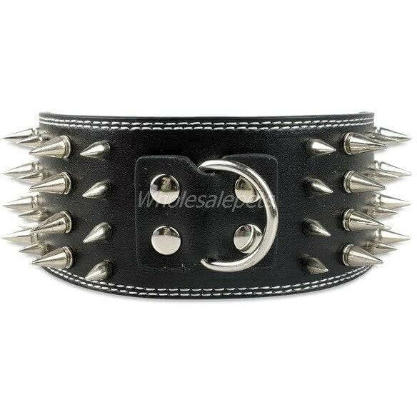 3 inch Wide Spikes Studded Leather Pet Dog Collar for Large Breeds Pitbull Doberman M L XL Sizes
