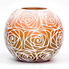 Load image into Gallery viewer, Handpainted Glass Vase for Flowers | Painted Orange Art Glass Round Vase | Interior Design Home Room Decor | Table vase 6 inch