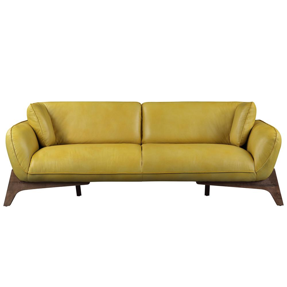 Pesach Sofa, Mustard Leather