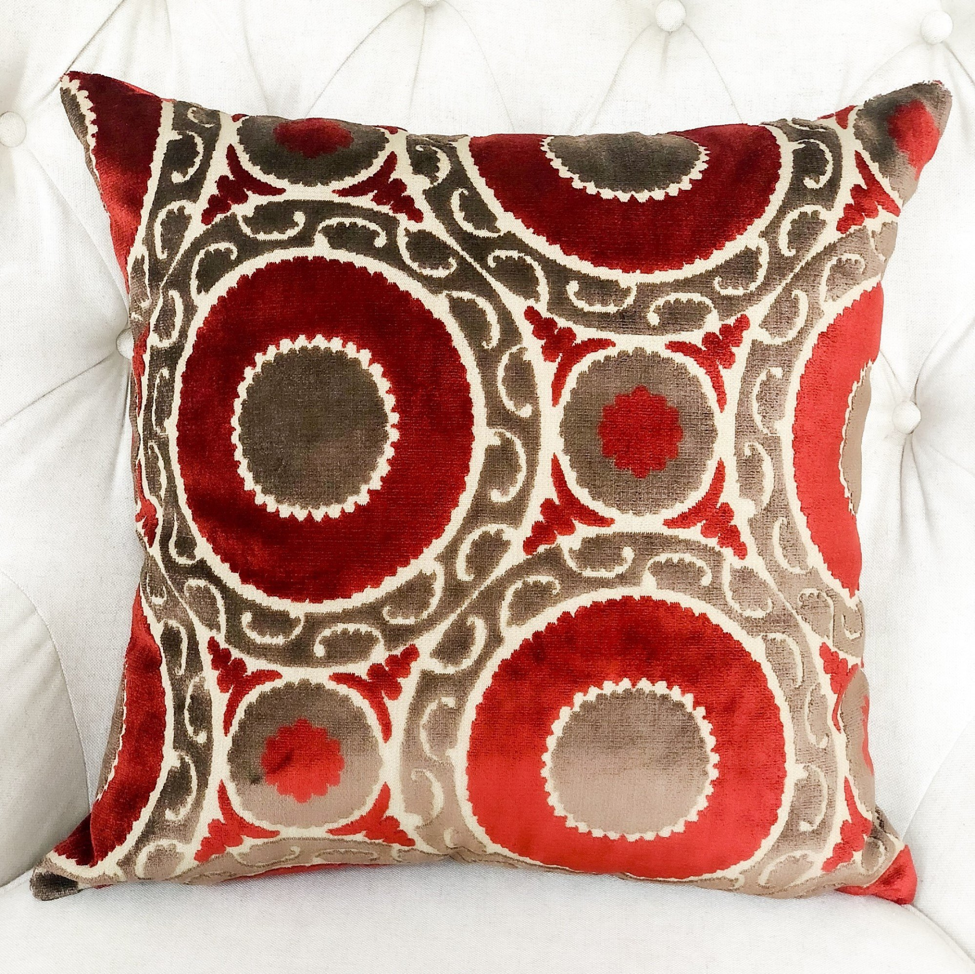 Madeline Red and Brown Handmade Luxury Pillow
