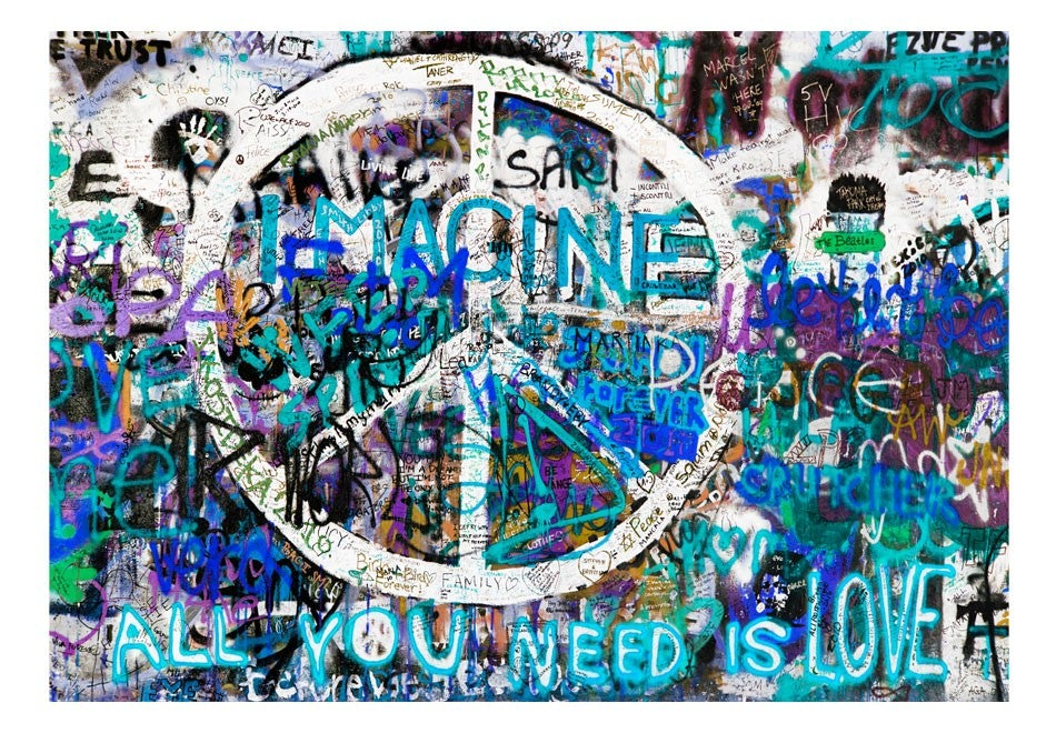 Wallpaper - Graffiti street art - blue message