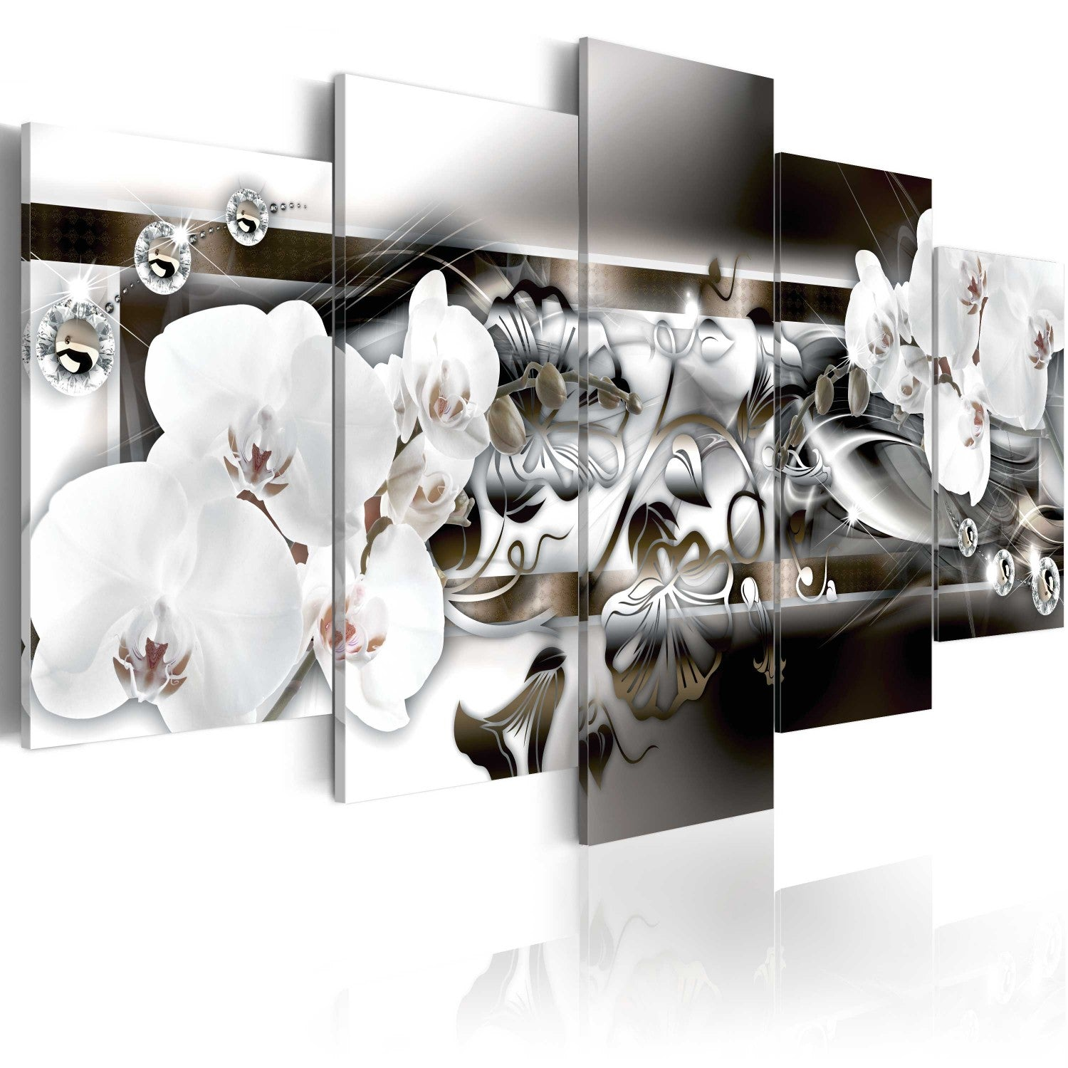 Canvas Painting - Orchids Dipped In Platinum