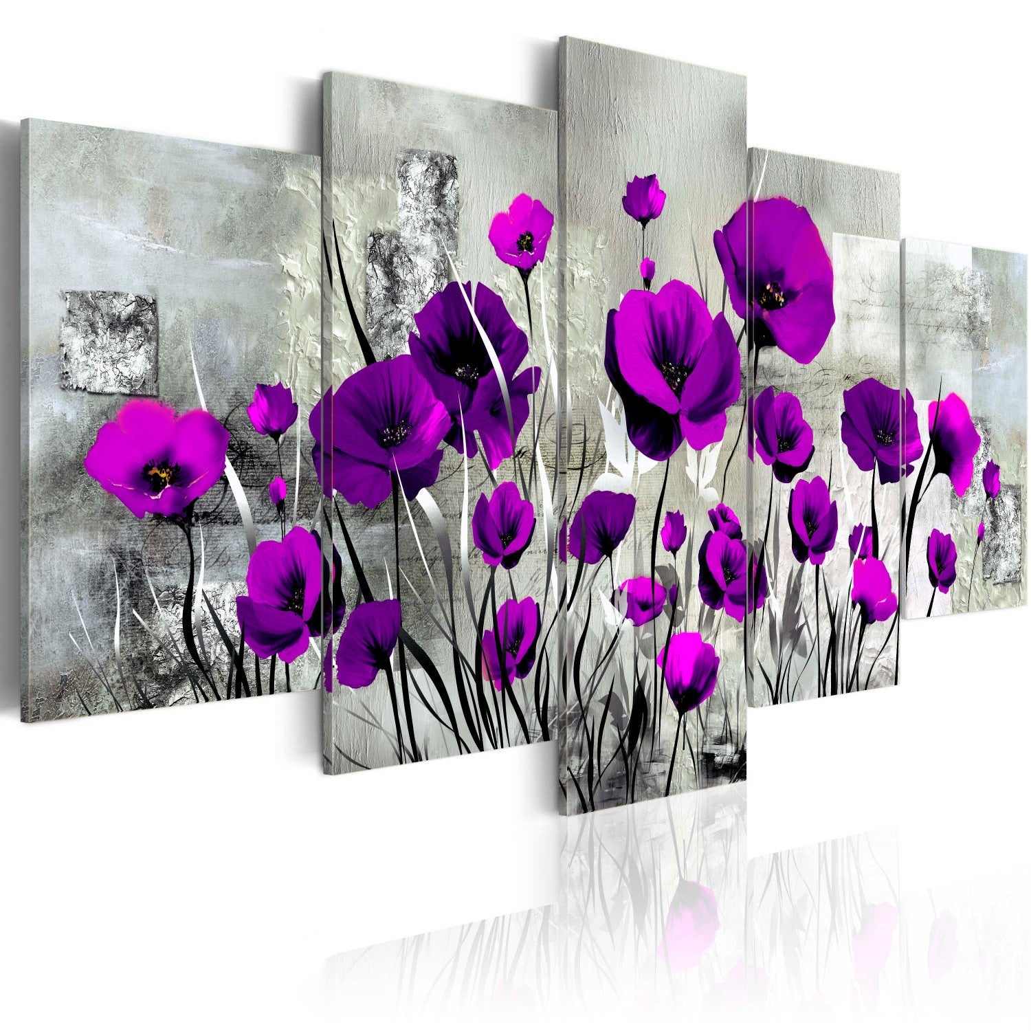 Canvas Painting - Meadow: Purple Poppies