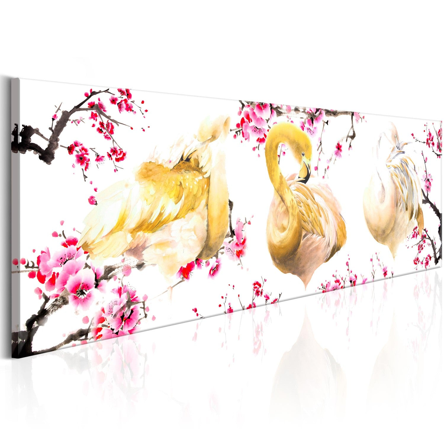 Canvas Painting - Golden Flamingoes