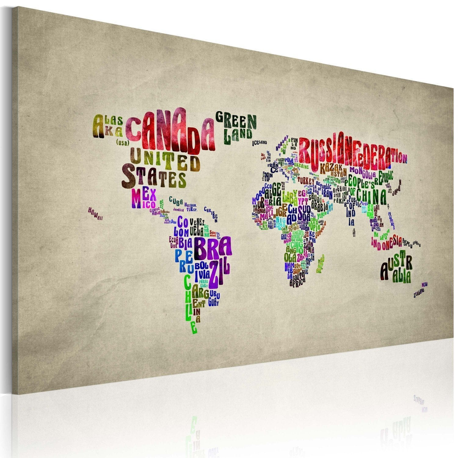 Canvas Painting - World Map: English Name of Countries