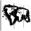 Canvas Painting - Monochromatic World Map: Triptych