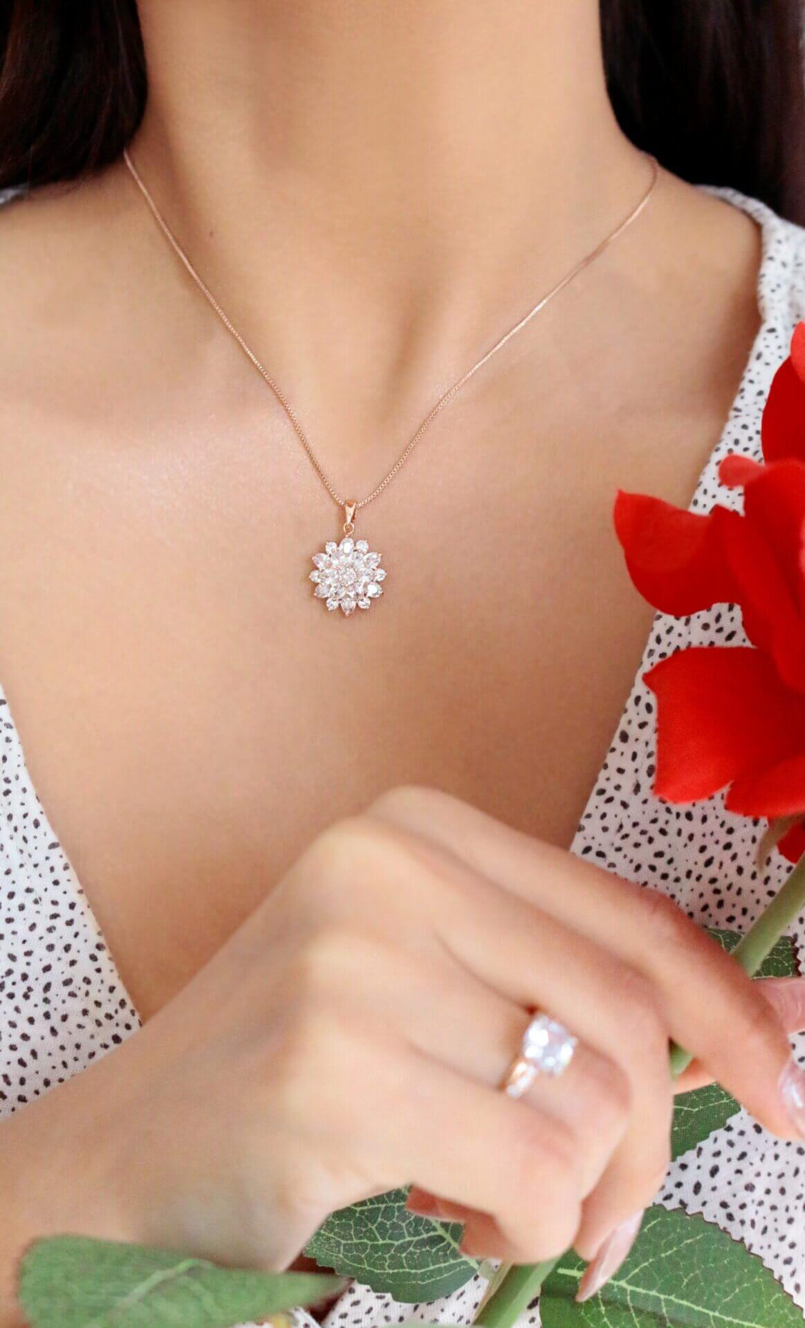 "Diamond Sunflower" | 18K Necklace