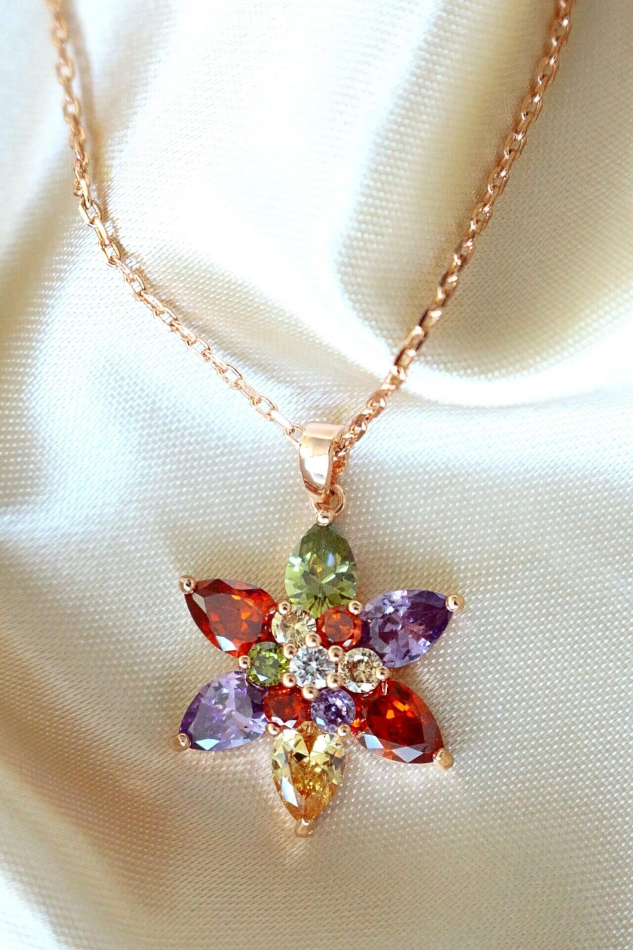 "Rainbow Flower" | 18K Austrian Crystals Necklace