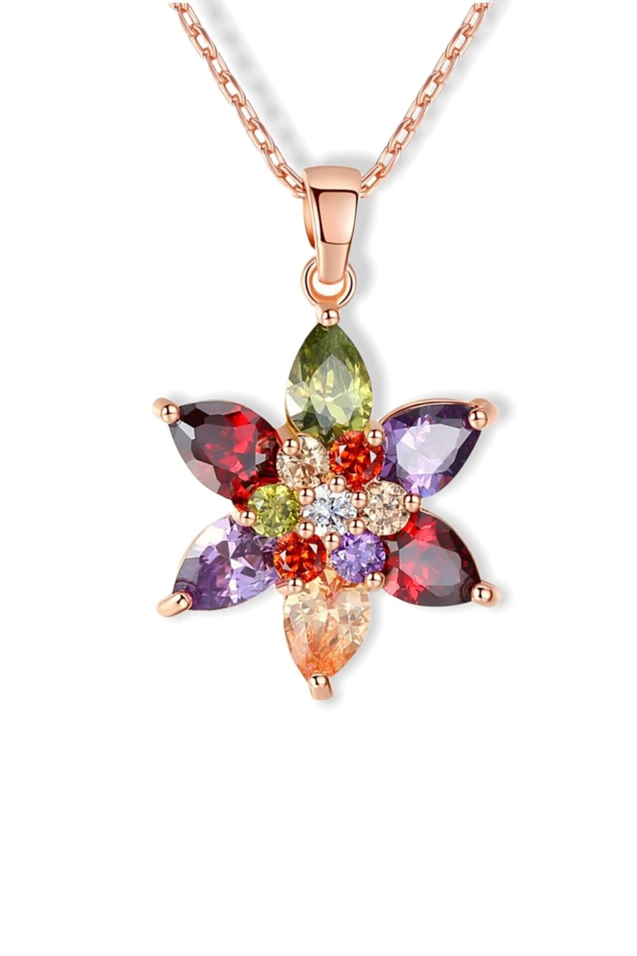 "Rainbow Flower" | 18K Austrian Crystals Necklace