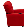 Contemporary Red Microfiber Kids Recliner with Cup Holder