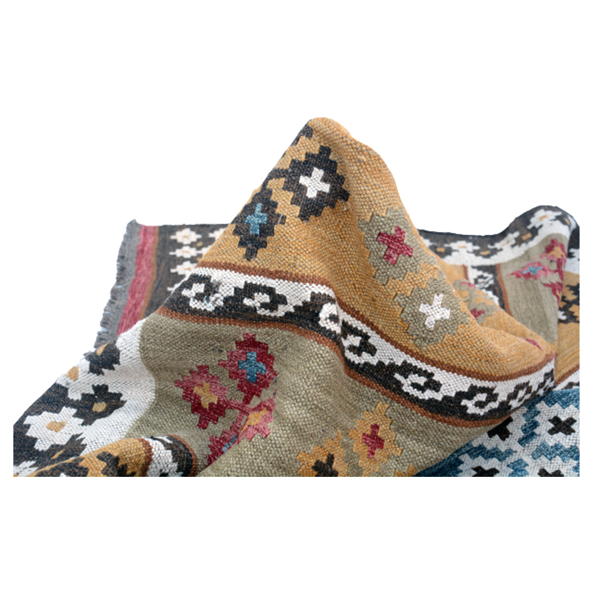 Vintage Handwoven Multicolor Kilim Rug