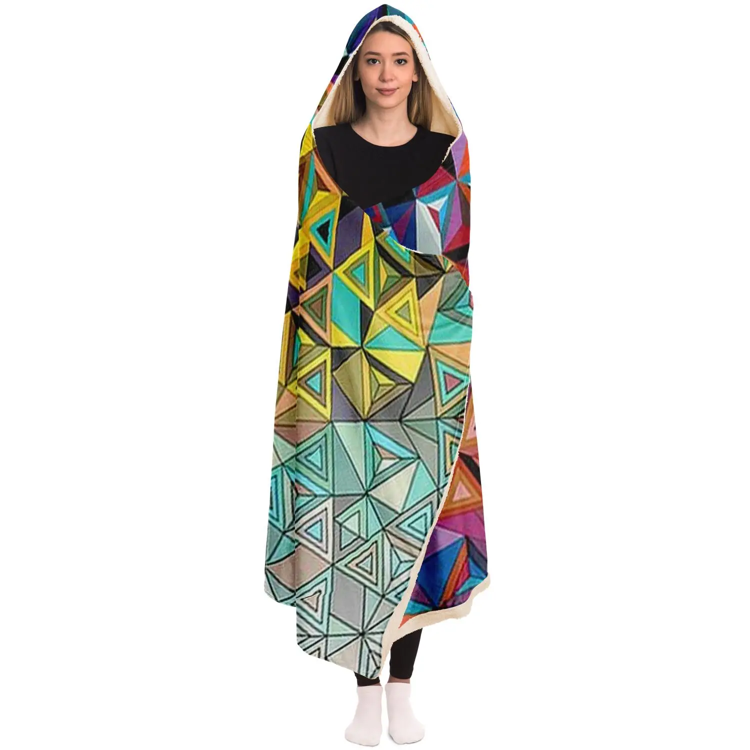 Abstract Pattren Hooded Blanket