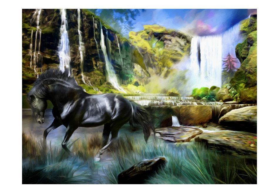 Animal Wallpaper - Horse against the backdrop of a waterfall