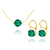 24K Gold And Emerald  Pendant Necklace Jewellery Set