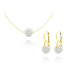24K Gold Crystal Ball Pendant Necklace Jewellery Set
