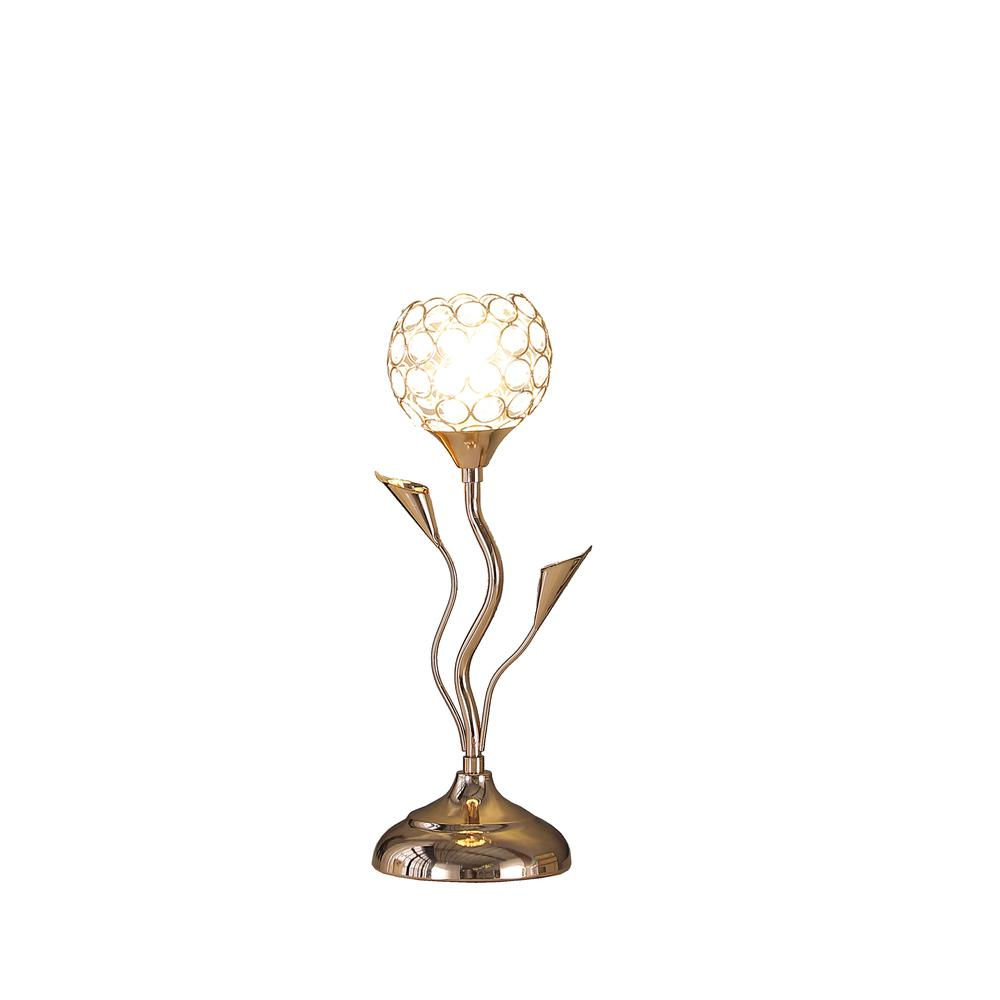 14" in ROSE GOLD FLORAL BELL GLAM METAL TABLE LAMP