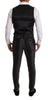 DOLCE & GABBANA Black Gray Striped Slim Fit 3 Piece Suit