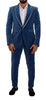 DOLCE & GABBANA Blue SICILIA Velvet Slim Fit 2 Piece Suit