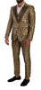 DOLCE & GABBANA Gold Brocade Slim 3 Piece Single Breasted Suit