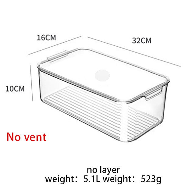 PET Refrigerator Food Storage Containers With Lid Kitchen Separate Freezer Seal Bin For Vegetable Fruit Meat Fresh Box Organizer