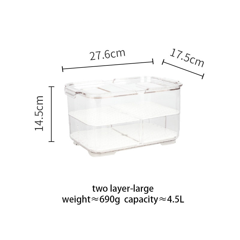 PET Refrigerator Food Storage Containers With Lid Kitchen Separate Freezer Seal Bin For Vegetable Fruit Meat Fresh Box Organizer